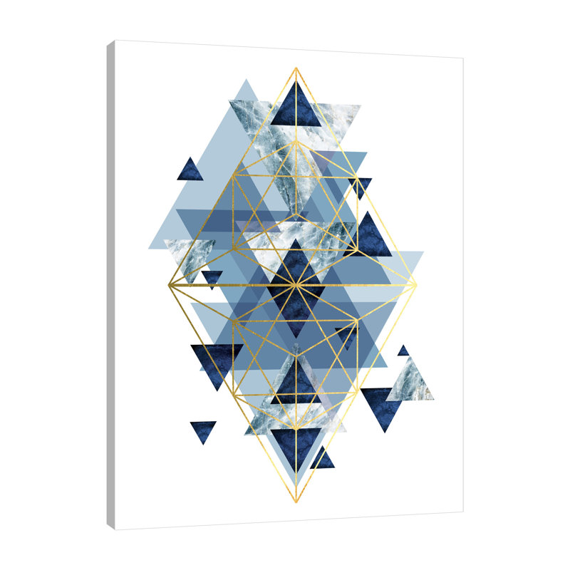 «Navy Gold Geometric» par Urban Epiphany, reproduction sur toile tendue, H 40 po x l 30 po x P 1,5 po