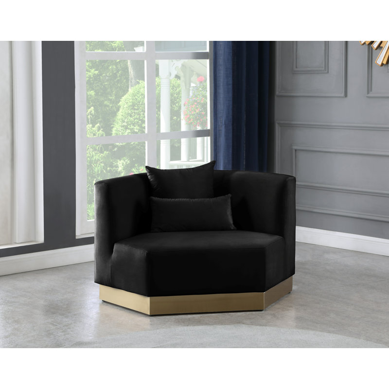 Fauteuil en velours de 47,75 po Marquis, Velours noir