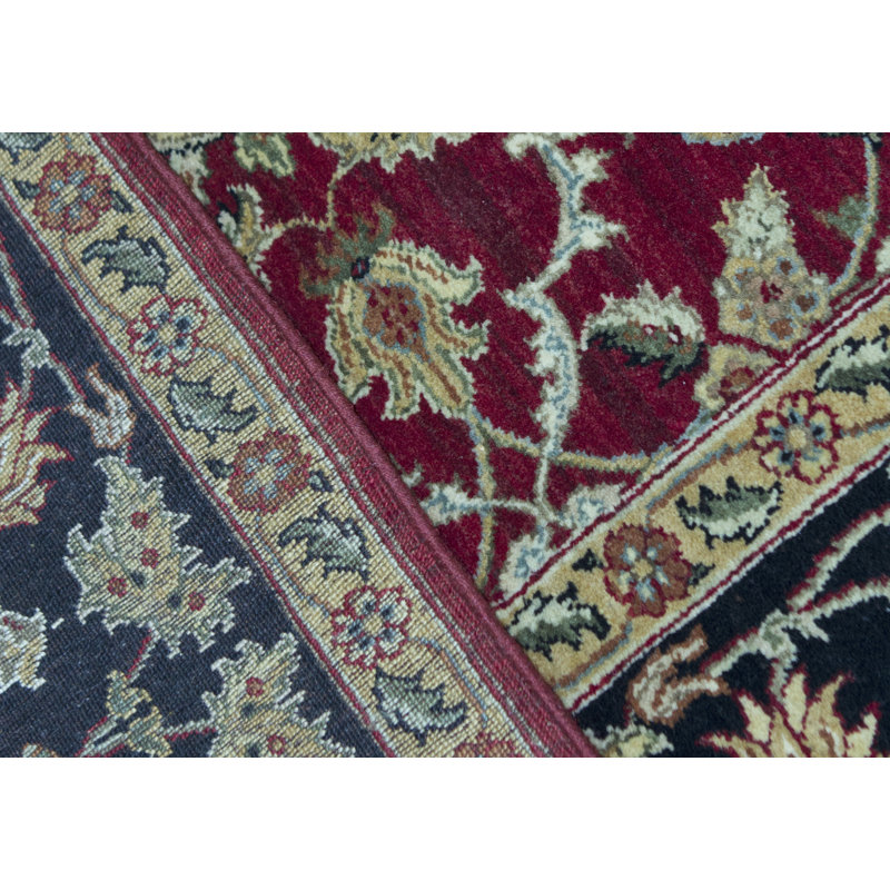 Hand-Knotted High-Quality Red and Black Area Rug