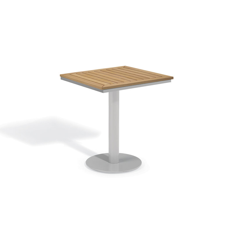 Travira Outdoor Square Bistro Table, Natural Tekwood, 26" W x 26" L x 29.5" H, Flint