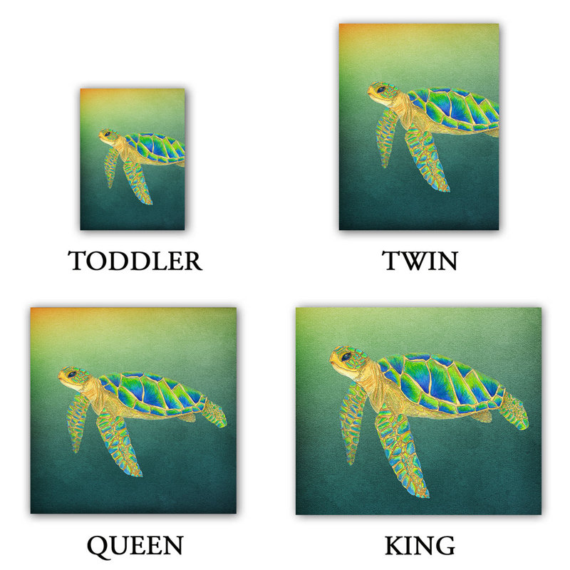 Ensemble de housse de couette sydney turtle, 1 housse de couette grand + 2 taies standards
