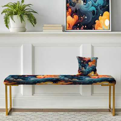 Celestial Concealment Ripple - Banc tapissier abstrait doré