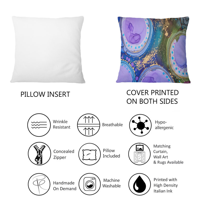 Coussin 12 "x 20" mauve et doré abstrait à motif abstrait Fluid Art I