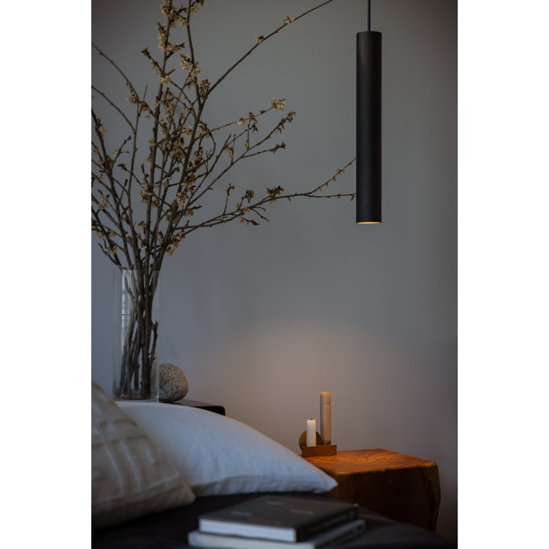 Roest Industrial Steel Pipe Pendant Light, 12" H x 2.5" W x 2.5" D, Carbon
