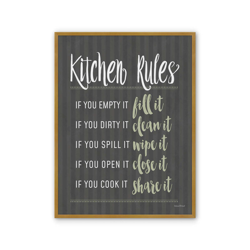 «Kitchen Rules» par Art texturé, L 36 x H 48, Gold, Impression encadrée