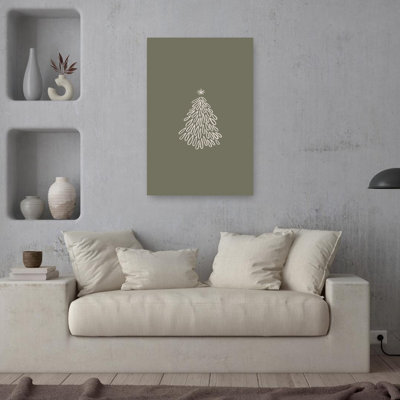 Arbre de Noël minimaliste et moderne abstrait, art mural hivernal