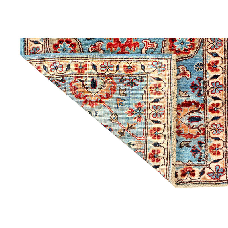 Aryana Wool Oriental Area Rug in Light Blue/Ivory/Red