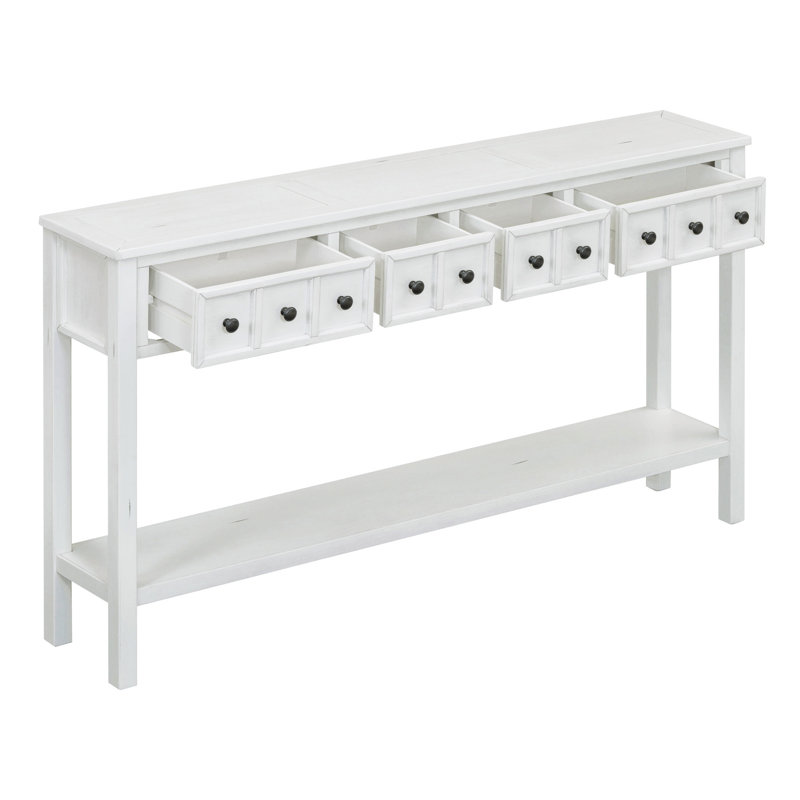 Rustic Entryway Console Table, Antique White