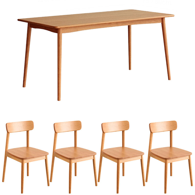 Ensemble de table de salle à manger en bois massif de style nordique