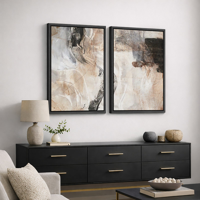 "Grunge Abstract Paint Stroke Effect", impression d'art moderne sur toile, 2 pièces, H 36 po x l 24 po, Noir