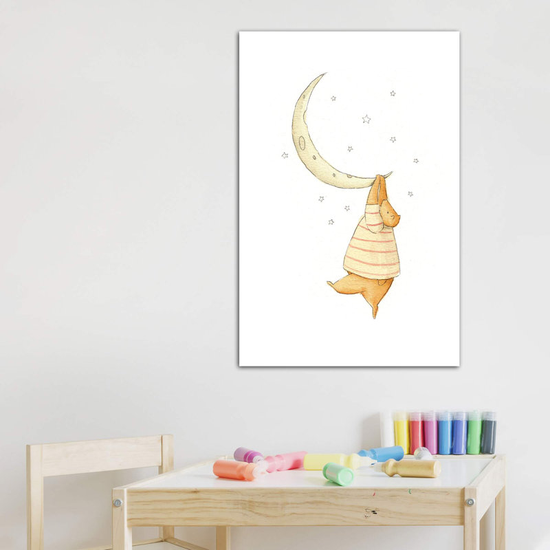 «Stuck On The Moon I» par Mike Koubou - impression d'art graphique, H 40 po x l 26 po x P 1,5 po, Toile tendue