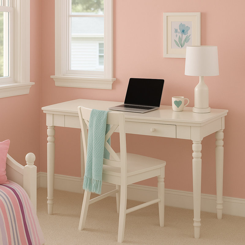 Farmhouse Solid + Manufactured Wood Laptop Desk, White
