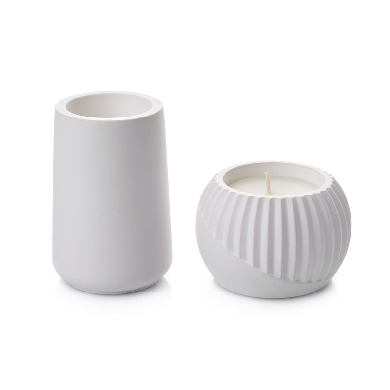 Ensemble de bougies élégantes non parfumées (2 pièces), bougies et vase en paraffine blanche, dimensions de la bougie: 3,5 x 3,5 x 2,4 pouces | Dimensions du vase: 2,8 x 2,8 x 3,5 pouces | Durée de combustion de 9 heures, parfaite pour la décoration intérieure et les événements