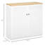 Armoire de cuisine, buffet à usage polyvalent - Blanc, plateau en bois naturel avec ajout de plateau de rangement