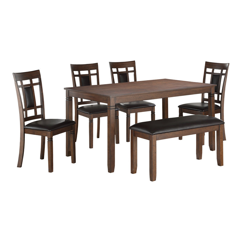 Ensemble de table de salle à manger 6 pièces Dinng Classic Cherry Finish