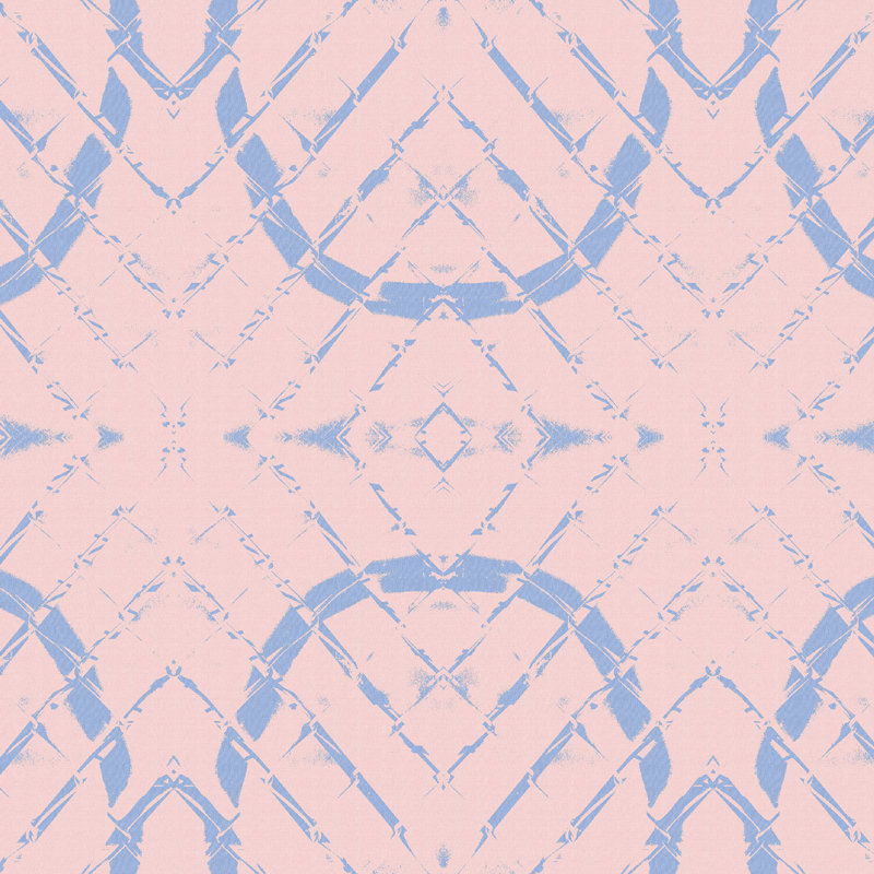 Diamond Link, Blue on Pink, Paper