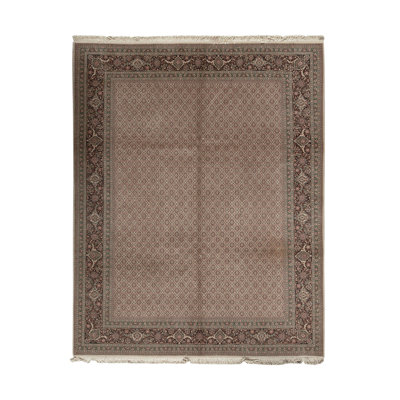 Tapis brun / gris de haute qualité noué à la main