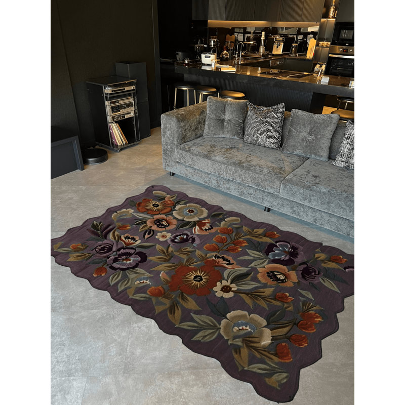 Tapis décoratif moderne à motifs floraux et roses Shape Collection, Rectangle 3 pi 9,81 po x 4 pi 11,06 po