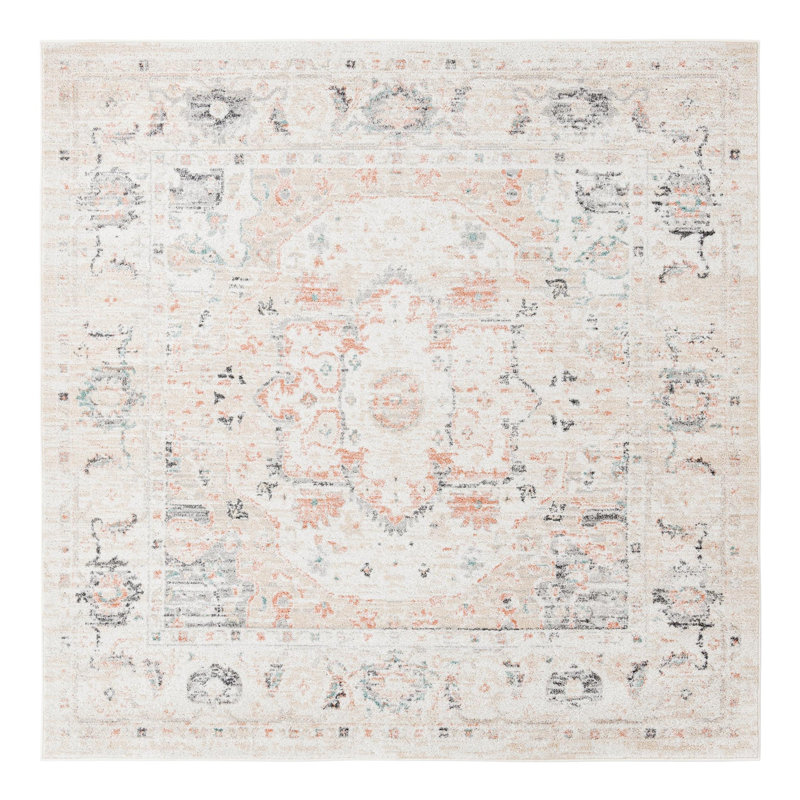 Hagood Oriental Area Rug in Ivory, Square 6'1"