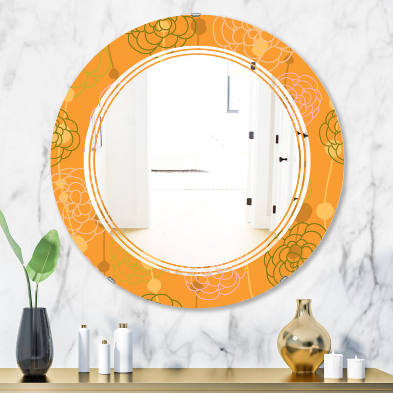 Miroir mural moderne sans cadre, H 23,6 po x l 23,6 po, Leaves Glamour Zebra Animal