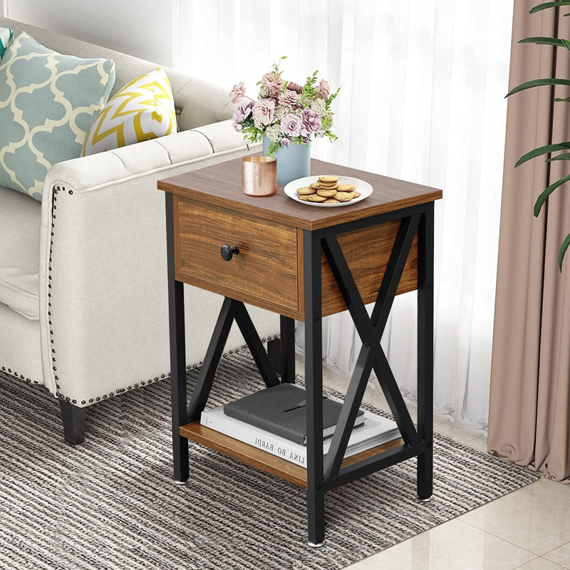Akasim Solid Wood Top End Table with Storage