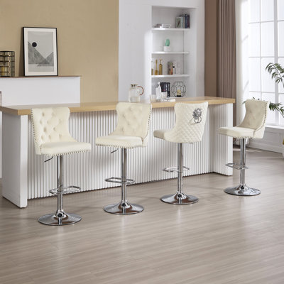 Swivel Adjustable Height Counter Stool With Metal Frame