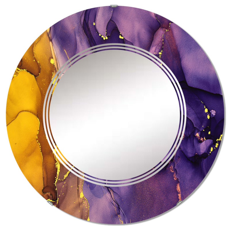 Mauve et brun, art abstrait fluide de luxe - miroir mural moderne, 32 po x 32 po