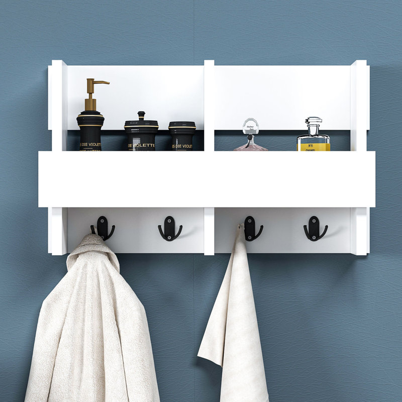 Support mural moderne 100% mélaminé blanc, épaisseur 0,7 po | Capacité de poids maximale: 11 lb | Conception polyvalente, idéale pour l'organisation de la maison et du bureau