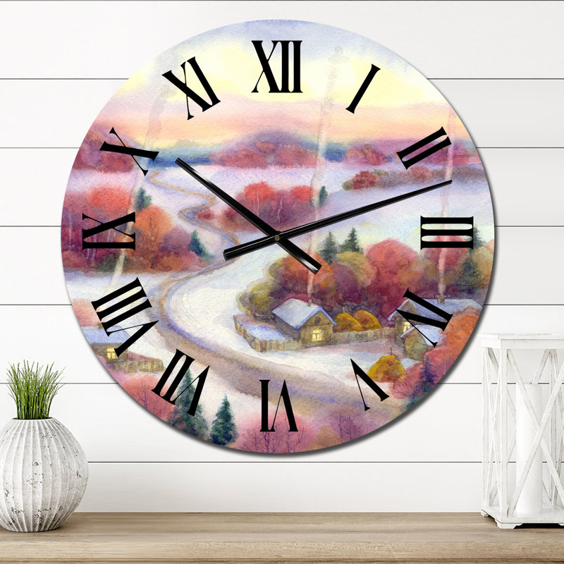 Winter Winter In The Village - Horloge murale Country, Petit