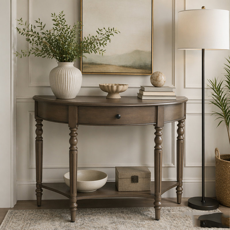 Console avec tiroir et tablette Farmhouse, Walnut