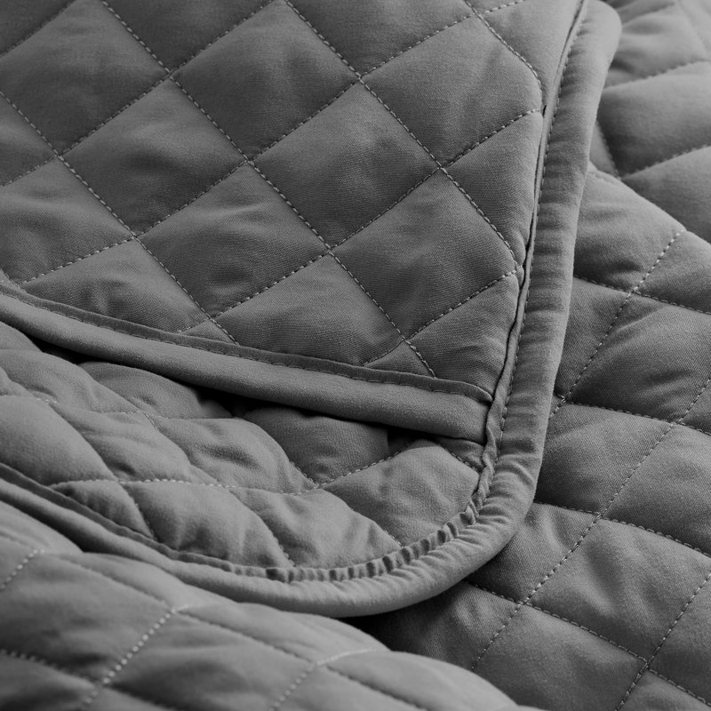 Coverlet and Sheet Set Bundle, King Coverlet + 6 Additional Pieces, Gray/Black