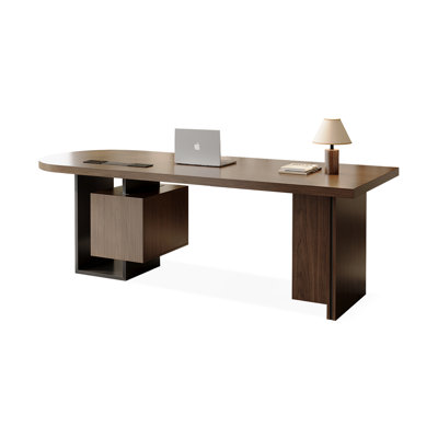 Bureau rectangulaire en bois manufacturé noir et brun