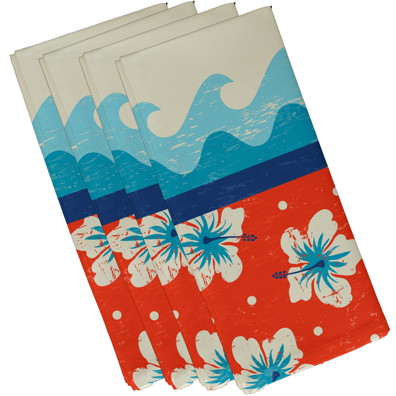 Caire Polyester Floral Square Napkin, 18" W x 18" L, Orange