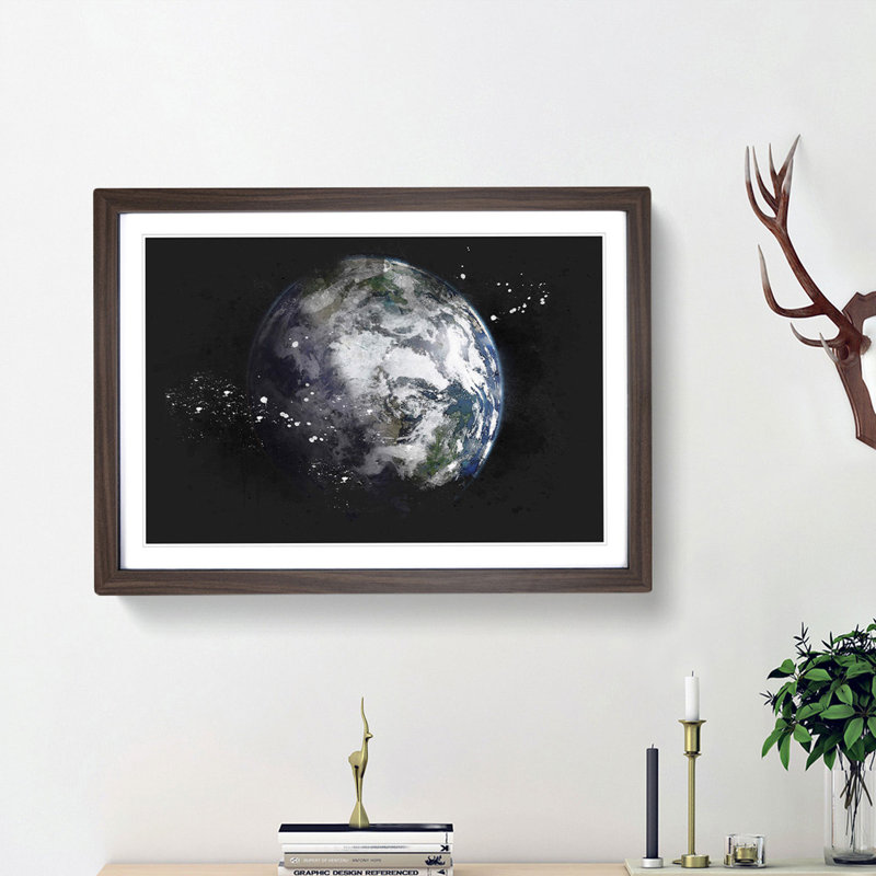Our Magnificent Earth - Single Picture Frame Print on MDF, 33cm H x 45cm W x 2cm D, Walnut Framed