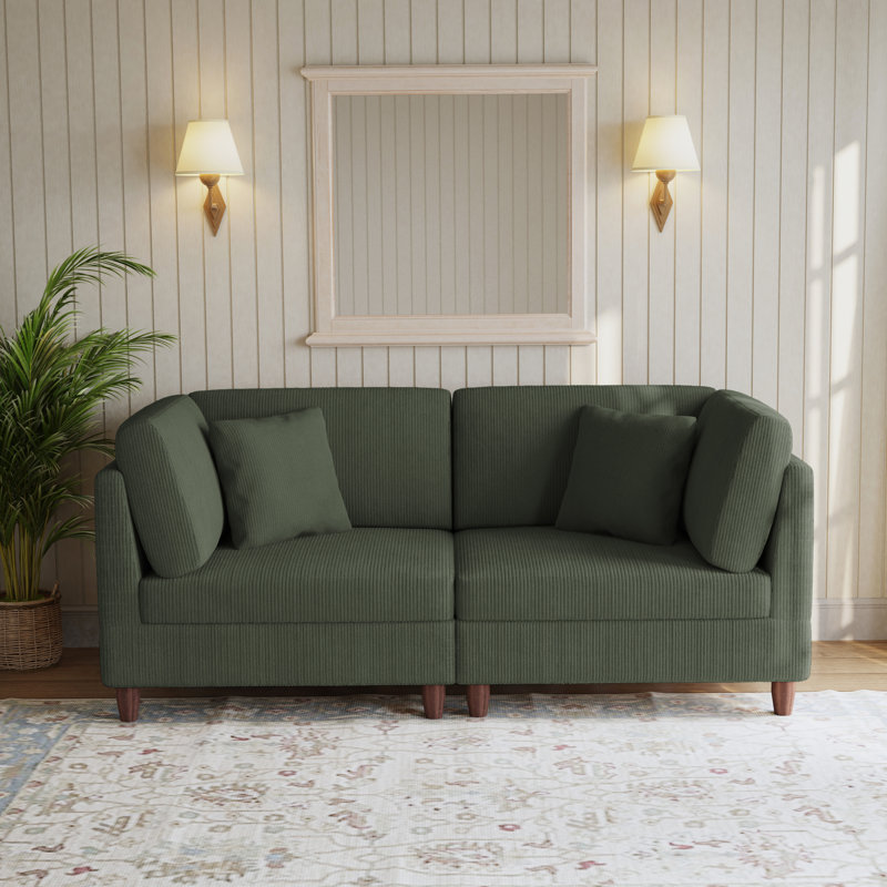 2 Seater Corduroy Sofa, Green
