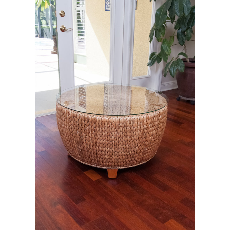 Pringle Glass Top Single Coffee Table, Antique Honey