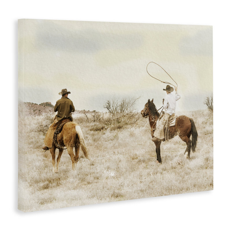 «Wrangling Cowboys Western pair», toile par Marcus Prime, H 24 po x l 30 po