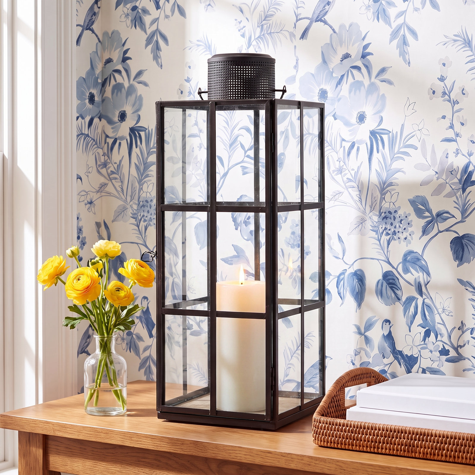 Glass Wall Lantern Candle Holder, 16.73" H x 6.1" W x 6.1" D