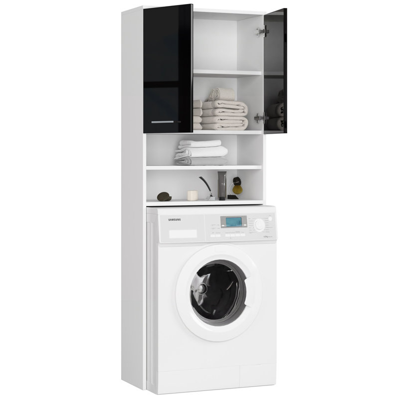 Elfgund Bathroom Cabinet, White/Black Gloss