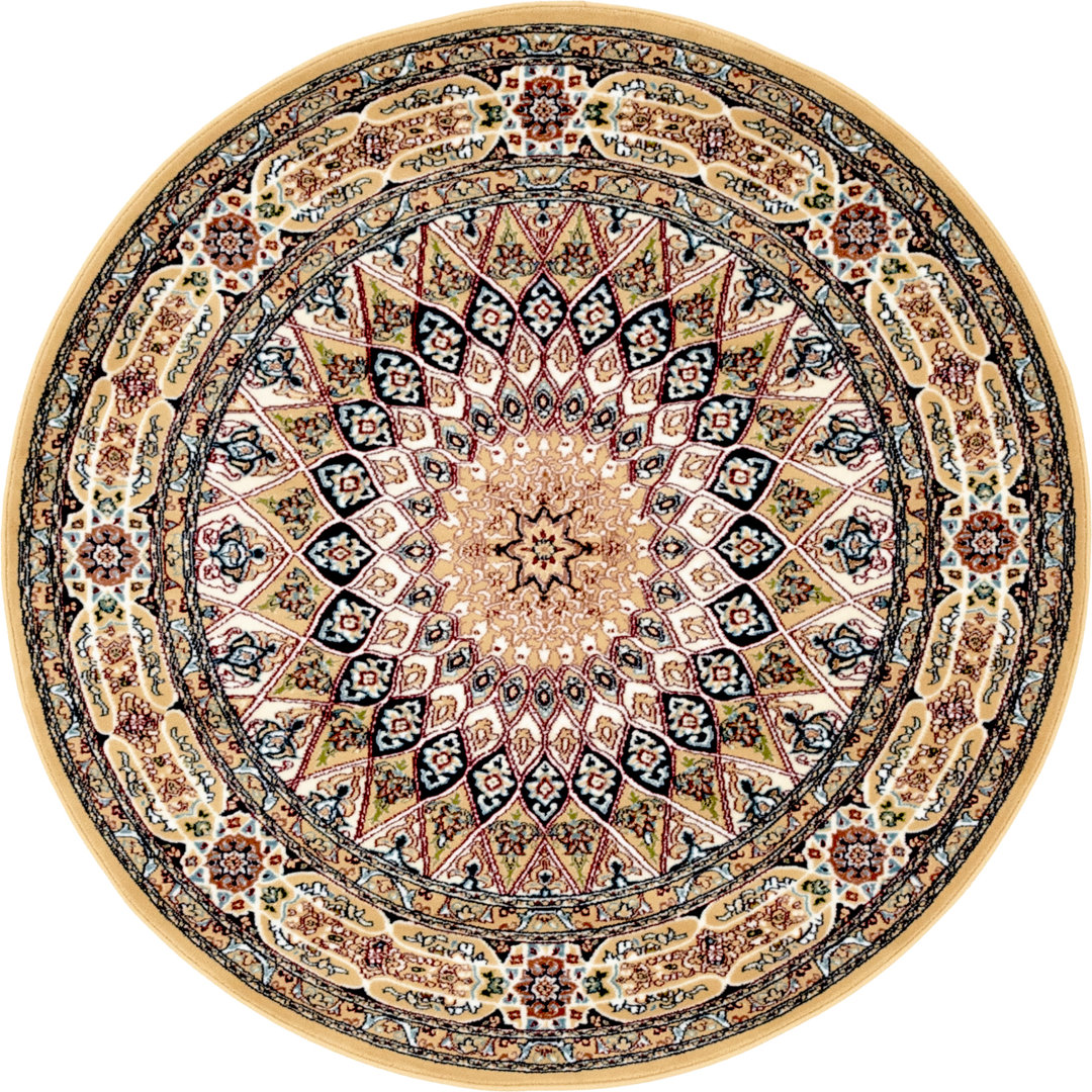 Jackson Oriental Beige/Burgundy Area Rug Astoria Grand Rug