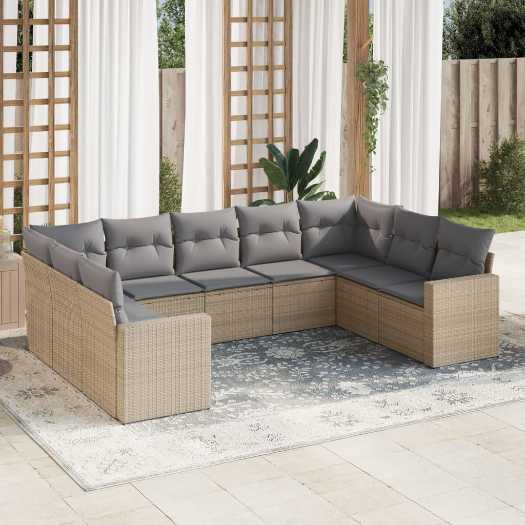 Vidaxl 9-Tlg. Garten-Sofagarnitur Mit Kissen Schwarz Poly Rattan