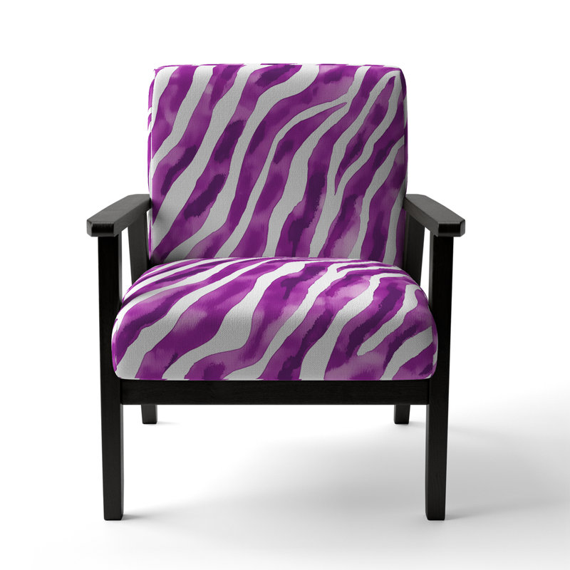 Chaise à accoudoirs rembourrée Zebra, Mauve / Blanc, Noir