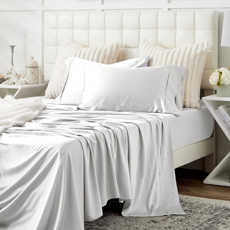 Twin Cream Bamboo Rayon Bed Sheet Set