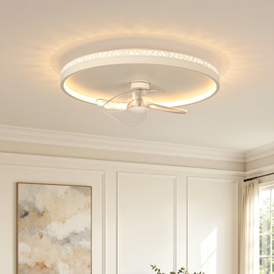 Ventilateur de plafond encastré Deontee 19,7 po à intensité variable avec double éclairage DEL et télécommande