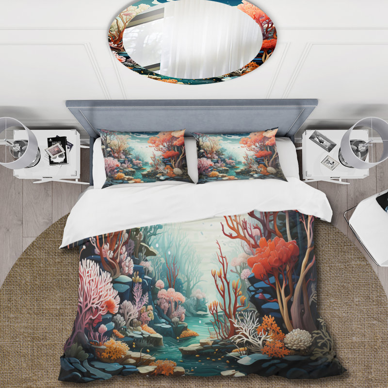 Ensemble de housse de couette Underwater Coral Reef Profondeurs II en microfibre / polyester
