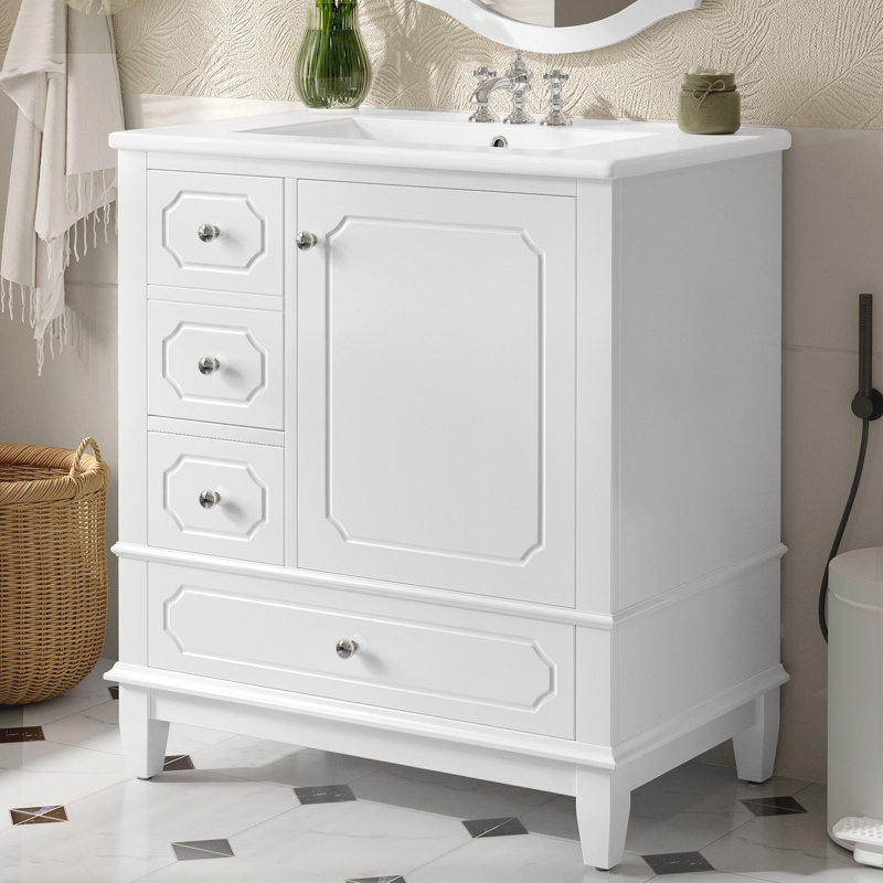 Vaimi 30" Bathroom Vanity With Sink, White