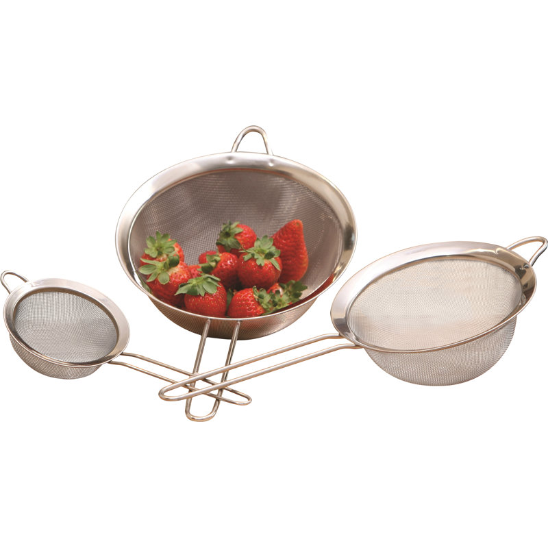 Stainless Steel 3-Piece All Purpose Strainer Set with Long Handles