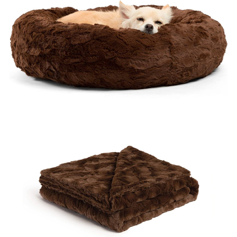 Lit / jeté Best Friends by Sheri Bundle The Original Calming Lux Donut Cuddler, Petit (l 30 po x P 30 po x H 7 po), Chocolat