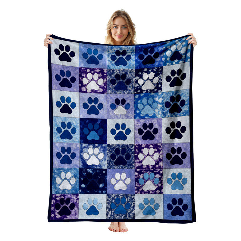 Jeté en flanelle JYK, en microfibre moelleuse, légère, respirante et confortable, L 30 po x l 40 po, Blue Paw