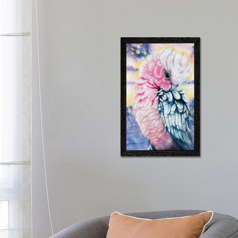 Pink Galah Watercolour by Antuanelle - Floater Frame Print on Canvas, Black Framed, 66.04 cm H x 45.72 cm W